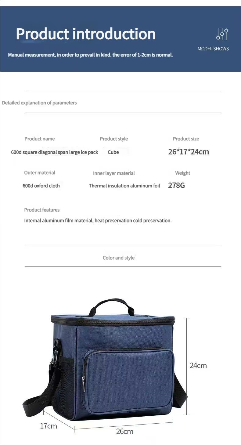 Oxford Waterproof Reusable Large Double Compartment Lunch Bag Wide-Open Cooler Tote for Working Picnic Hiking - product detail