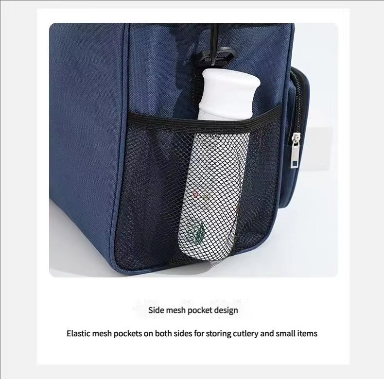 Oxford Waterproof Reusable Large Double Compartment Lunch Bag Wide-Open Cooler Tote for Working Picnic Hiking - product detail