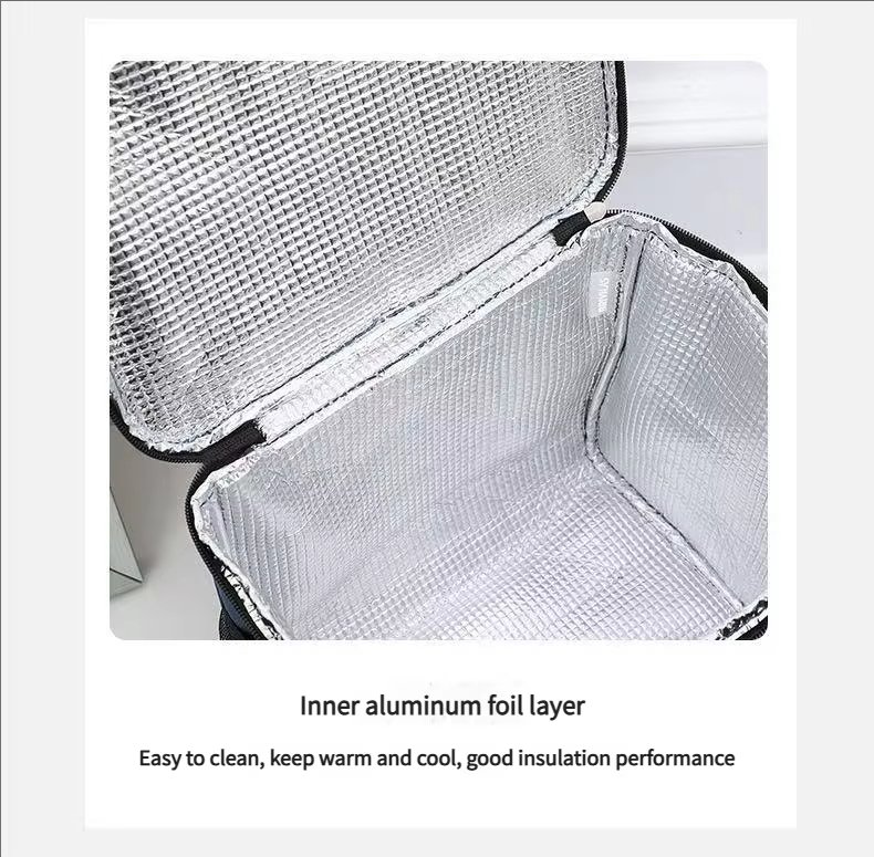 Oxford Waterproof Reusable Large Double Compartment Lunch Bag Wide-Open Cooler Tote for Working Picnic Hiking - product detail