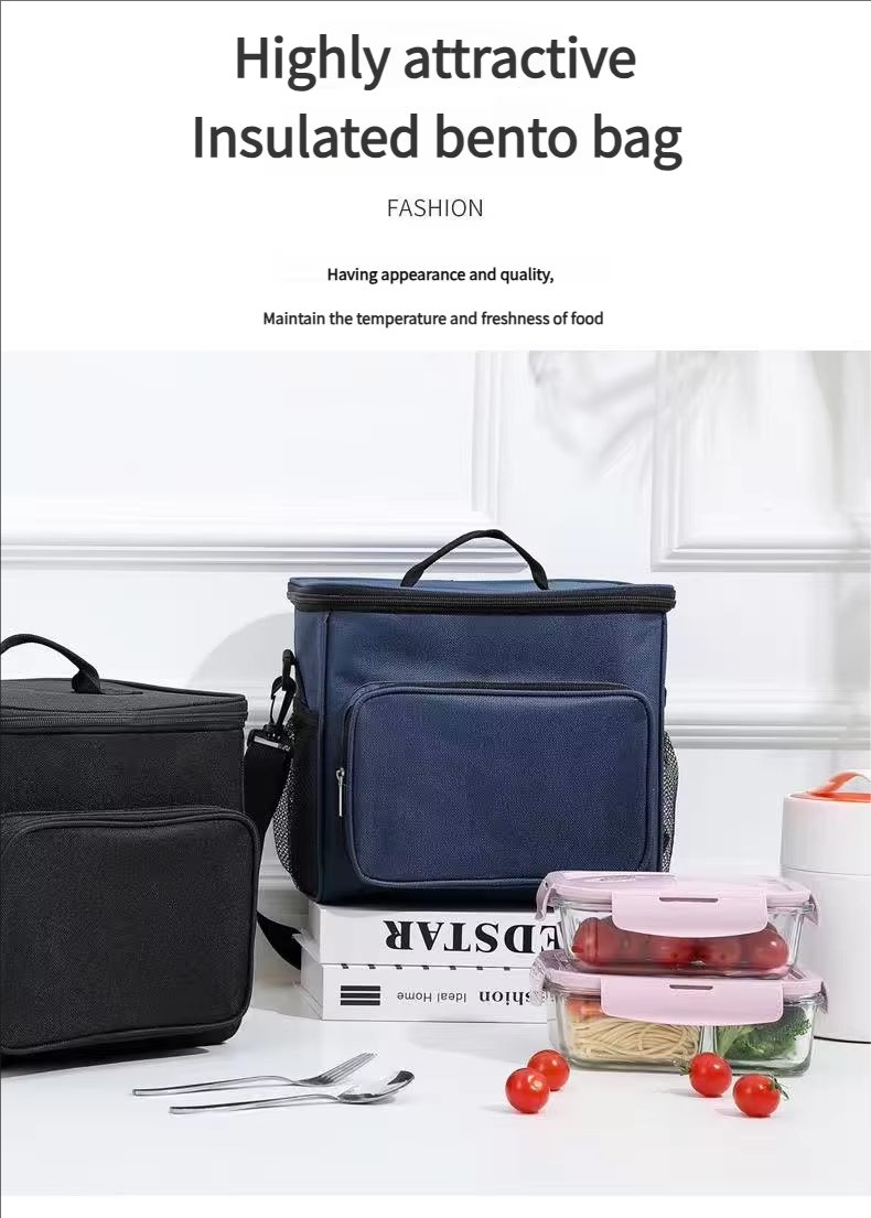 Oxford Waterproof Reusable Large Double Compartment Lunch Bag Wide-Open Cooler Tote for Working Picnic Hiking - product detail