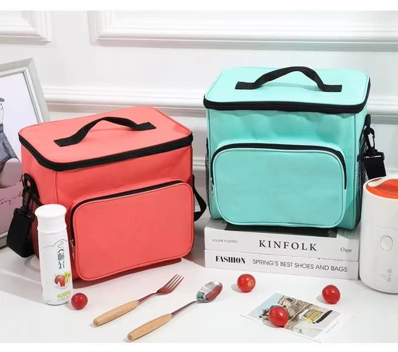 Oxford Waterproof Reusable Large Double Compartment Lunch Bag Wide-Open Cooler Tote for Working Picnic Hiking - product detail