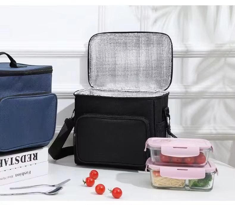 Oxford Waterproof Reusable Large Double Compartment Lunch Bag Wide-Open Cooler Tote for Working Picnic Hiking - product detail