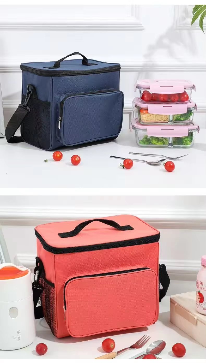 Oxford Waterproof Reusable Large Double Compartment Lunch Bag Wide-Open Cooler Tote for Working Picnic Hiking - product detail