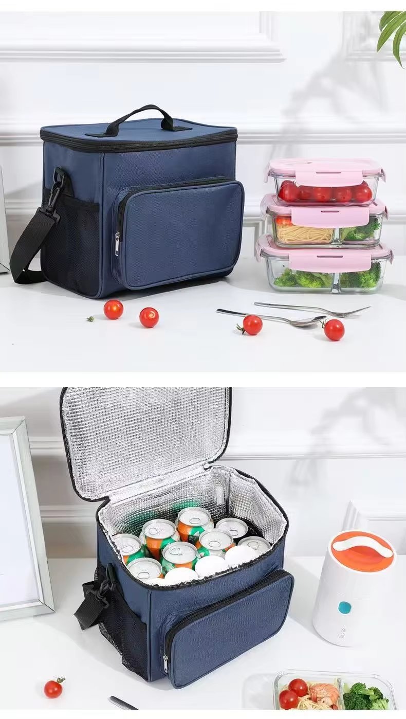 Oxford Waterproof Reusable Large Double Compartment Lunch Bag Wide-Open Cooler Tote for Working Picnic Hiking - product detail