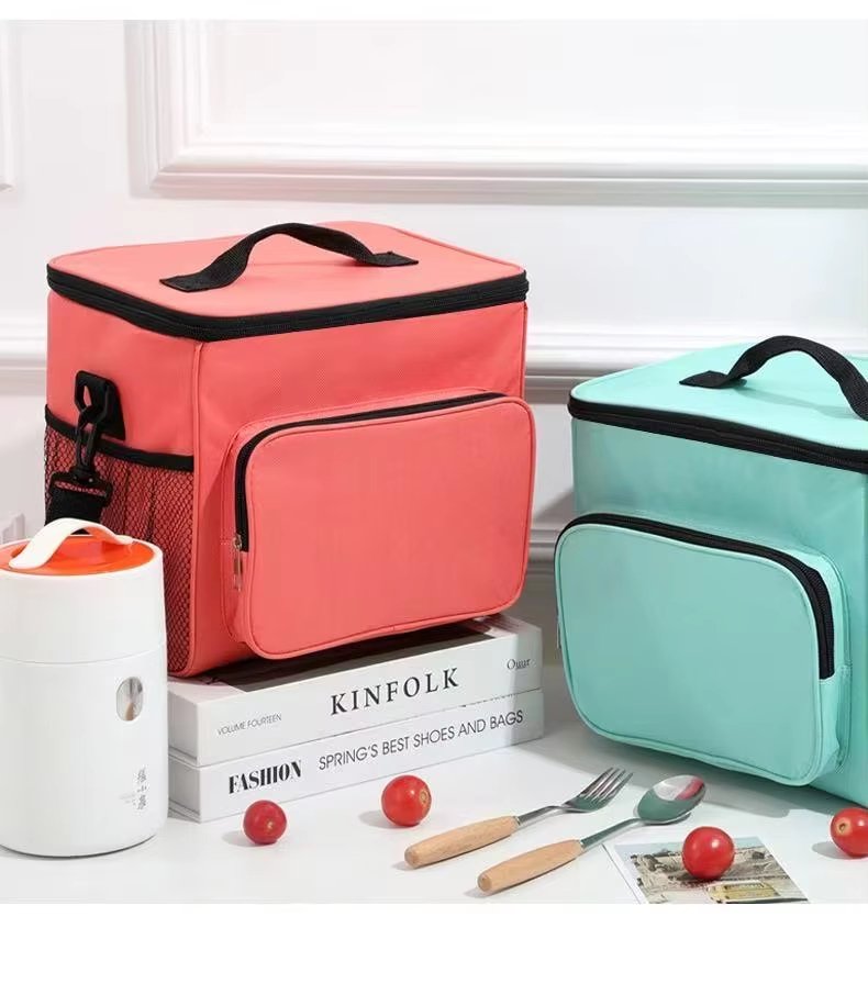 Oxford Waterproof Reusable Large Double Compartment Lunch Bag Wide-Open Cooler Tote for Working Picnic Hiking - product detail