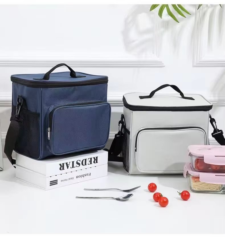 Oxford Waterproof Reusable Large Double Compartment Lunch Bag Wide-Open Cooler Tote for Working Picnic Hiking - product detail