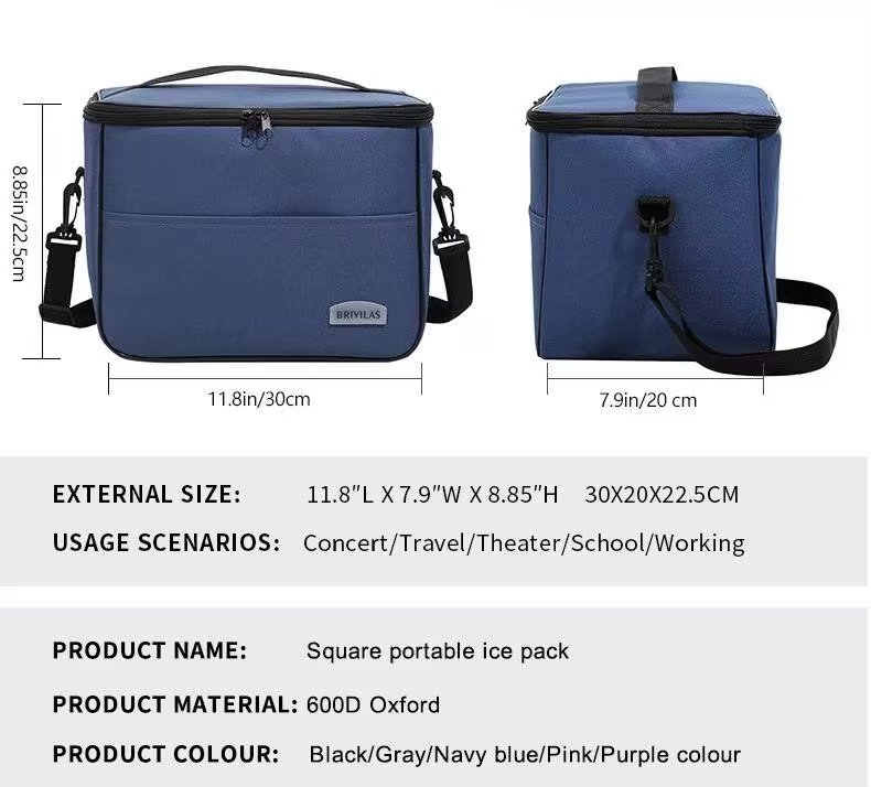 Durable Oxford Insulated Cooler Lunch Bag Custom Cartoon Design for Picnic Use with Box and Bottle - product detail