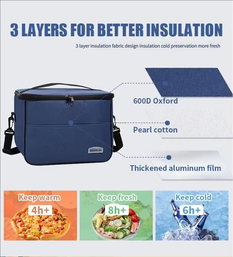 Durable Oxford Insulated Cooler Lunch Bag Custom Cartoon Design for Picnic Use with Box and Bottle - product detail