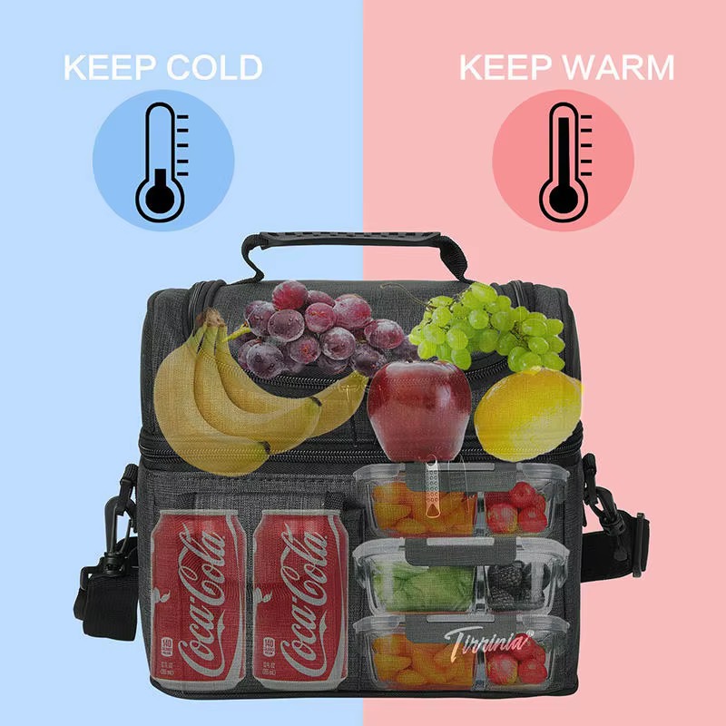 keep cold and keep warm dual-use compartments with fruit and canned drinks