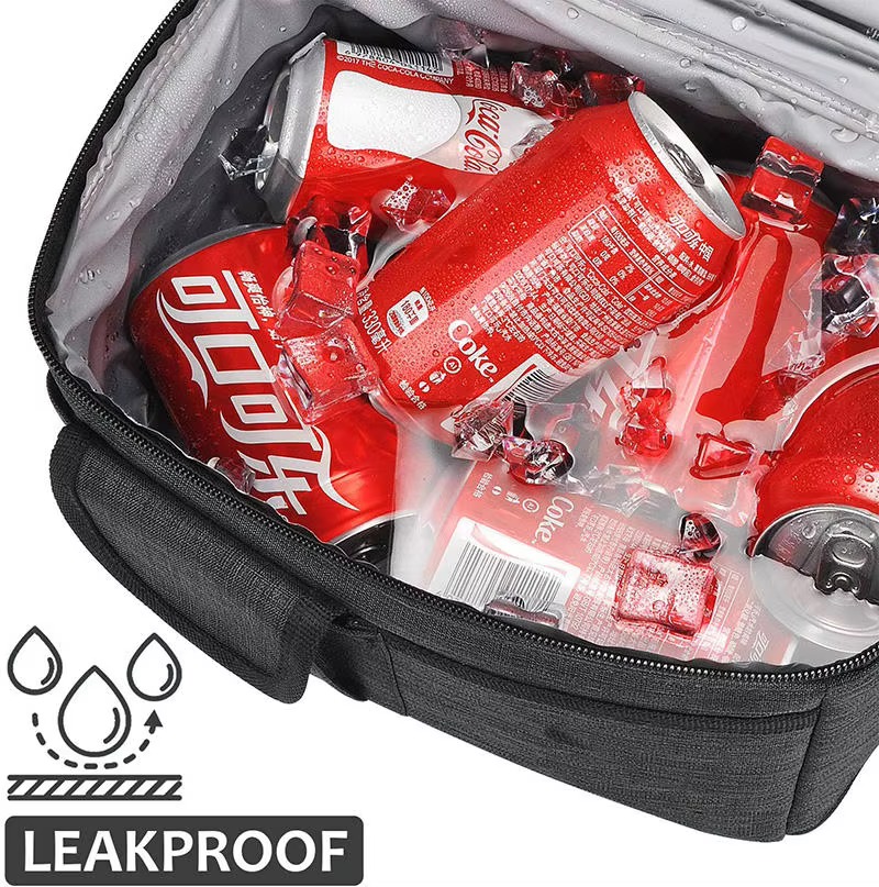 leakproof lining shown with canned drinks and ice cubes