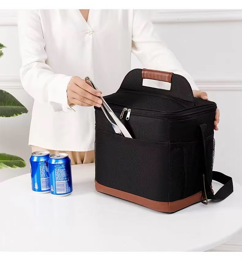 woman putting cutlery in front pocket