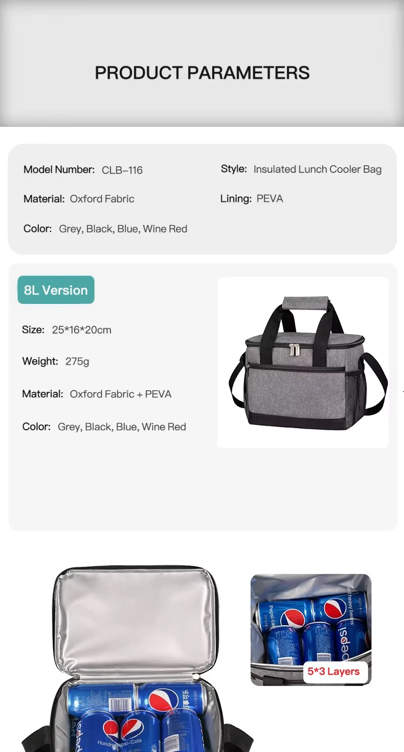 product parameters and 8L version with cans