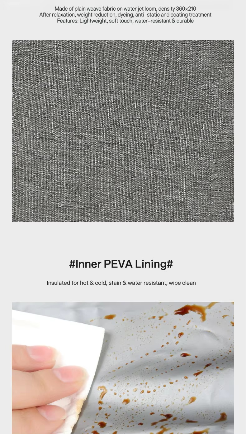 Oxford fabric close-up and PEVA lining
