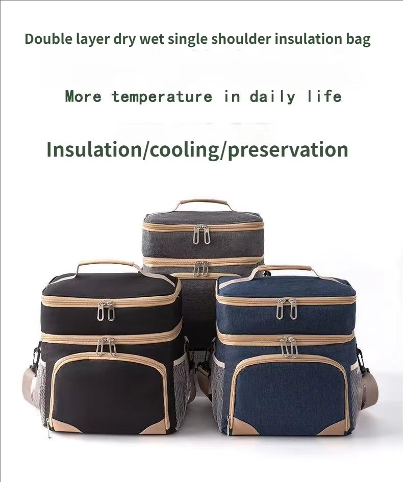 Large Capacity Lunch Cooler Bag Men Double-layer Leakproof PEVA Insulated Soft Box for Picnic - product detail