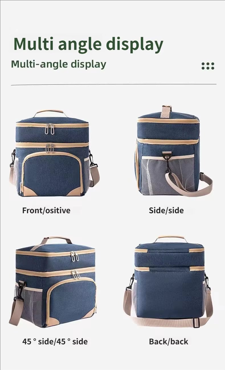 Large Capacity Lunch Cooler Bag Men Double-layer Leakproof PEVA Insulated Soft Box for Picnic - product detail