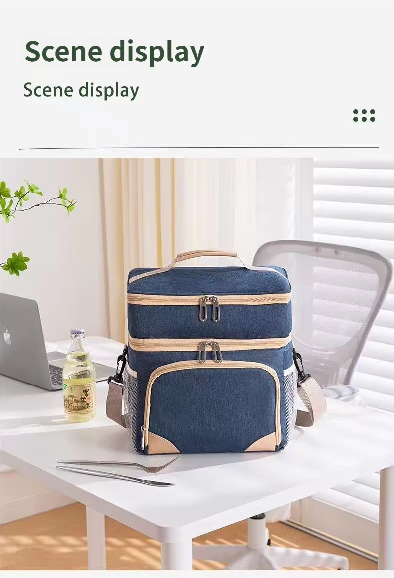Large Capacity Lunch Cooler Bag Men Double-layer Leakproof PEVA Insulated Soft Box for Picnic - product detail