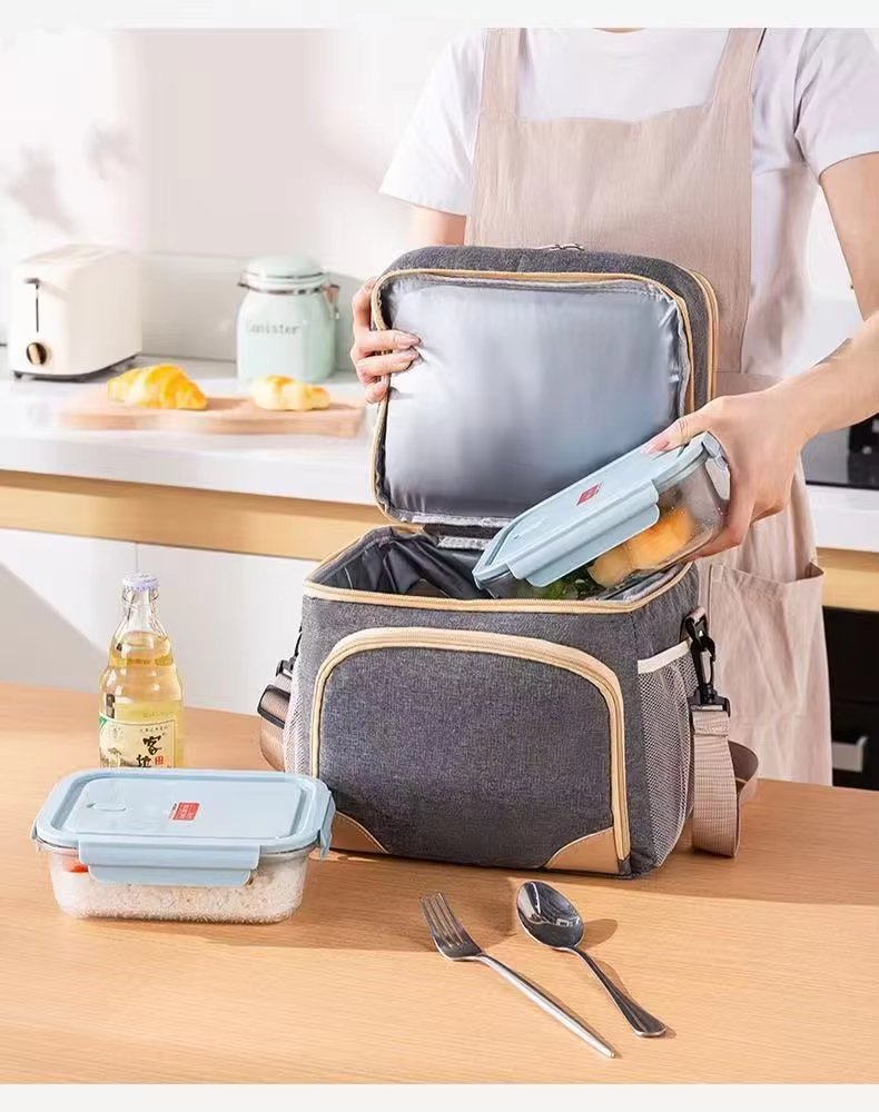 Large Capacity Lunch Cooler Bag Men Double-layer Leakproof PEVA Insulated Soft Box for Picnic - product detail