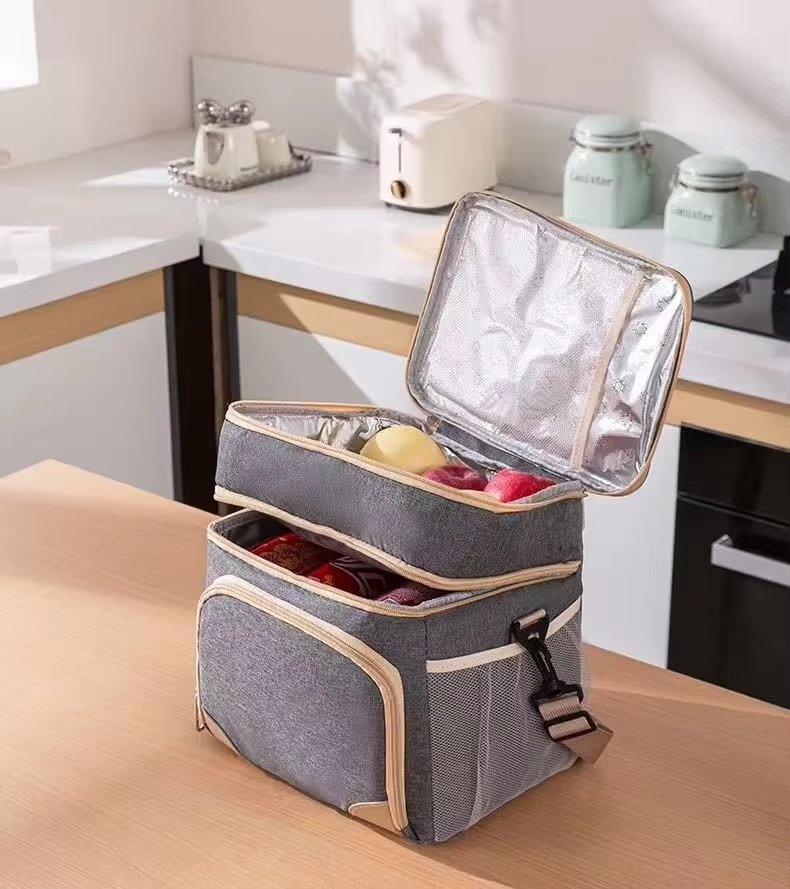 Large Capacity Lunch Cooler Bag Men Double-layer Leakproof PEVA Insulated Soft Box for Picnic - product detail