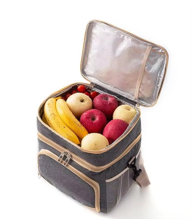 Large Capacity Lunch Cooler Bag Men Double-layer Leakproof PEVA Insulated Soft Box for Picnic - product detail