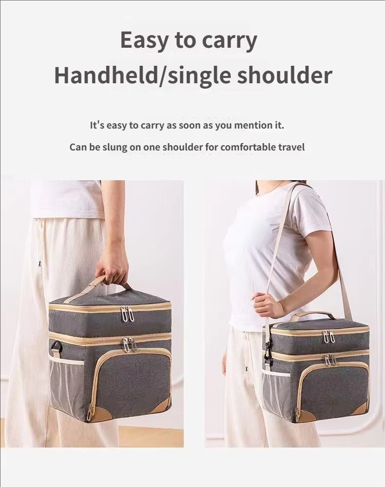 Large Capacity Lunch Cooler Bag Men Double-layer Leakproof PEVA Insulated Soft Box for Picnic - product detail