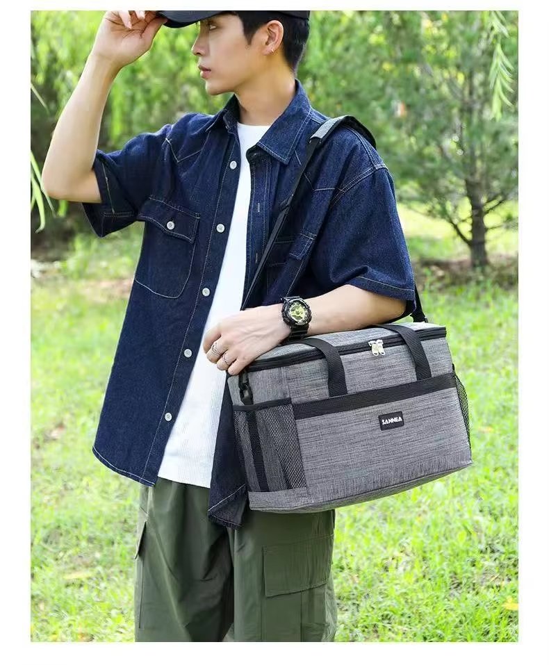 Large Capacity Double Layers Cartoon Printing Crossbody Insulated Lunch Bag for Children Oxford Waterproof Picnic Cooler Bag - product detail