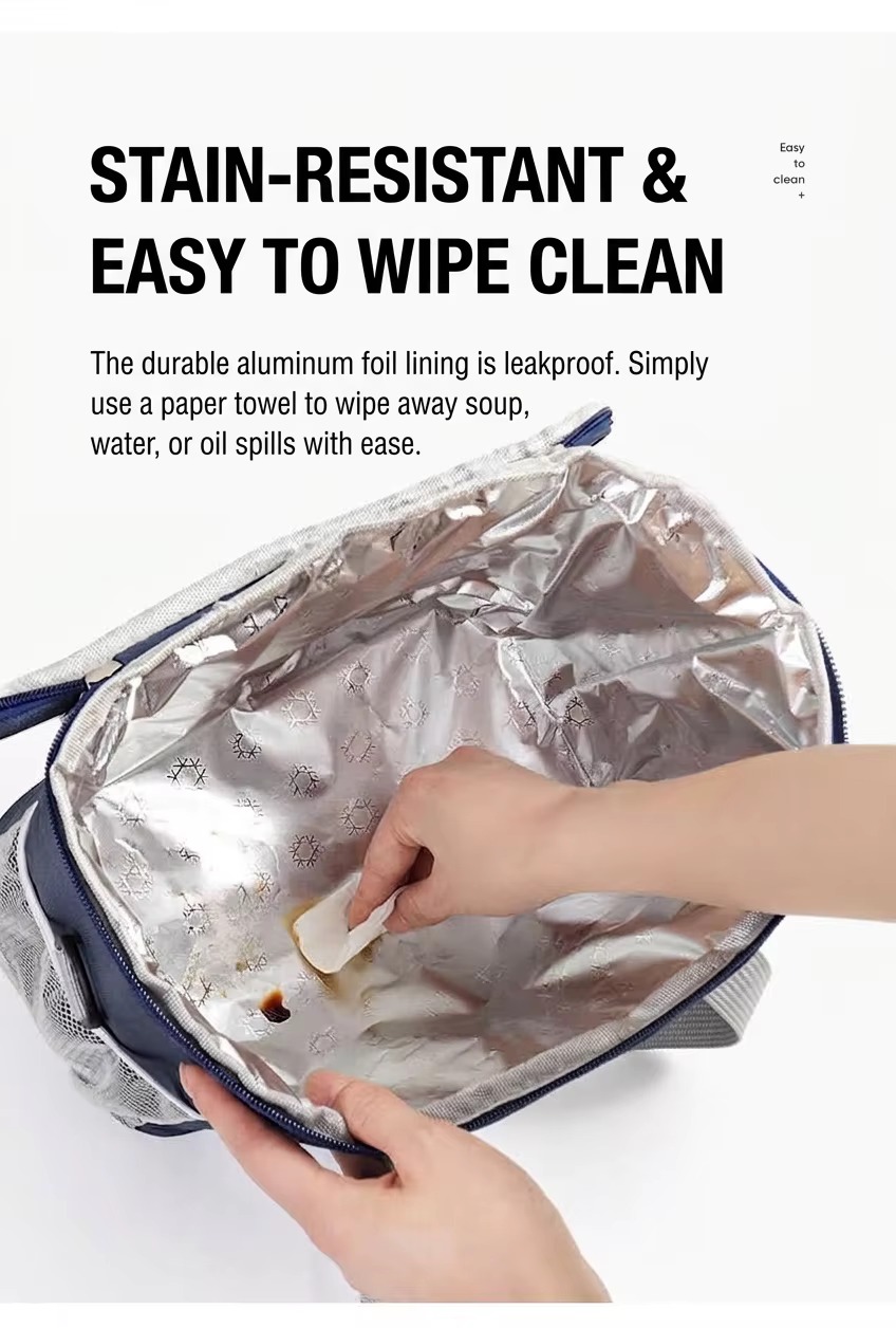 hand wiping stain from aluminum foil lining