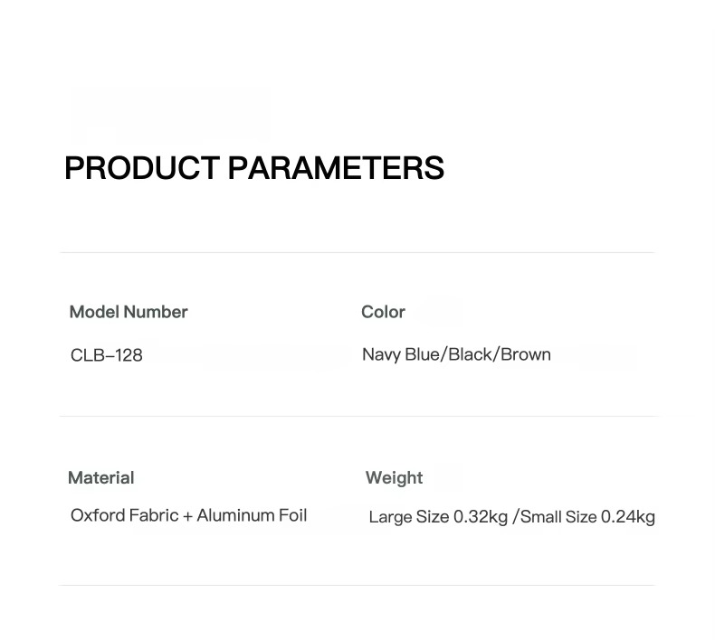 product parameters with colors and weights