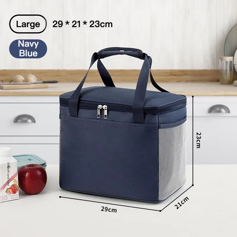 large navy blue lunch bag