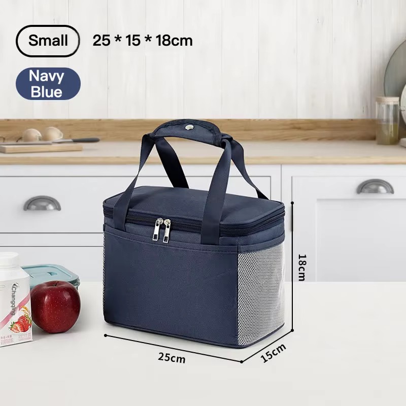 small navy blue lunch bag