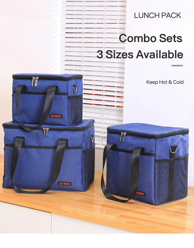 three sizes of lunch bags stacked as combo set