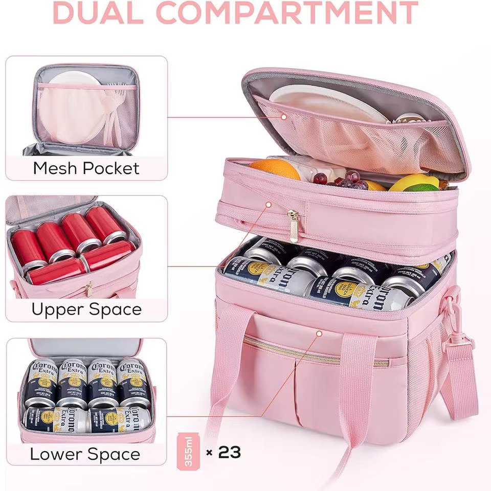 Custom Large Capacity Lunch Bags with Shoulder Strap Waterproof Insulated Ice Box Soft Cooler Cooling Picnic Bag - product detail