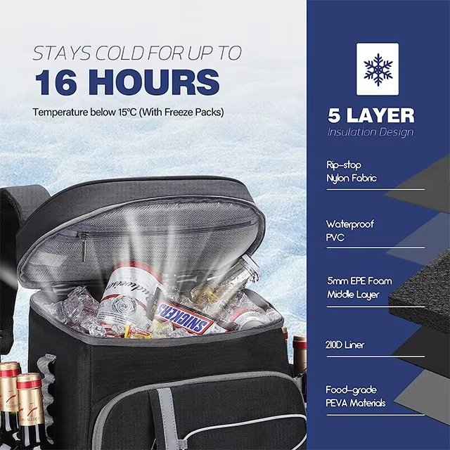 Multifunctional Leakproof Picnic Insulated Backpack Lunch Beer Wine Cooler Bag for Travel Camping Hiking - product detail
