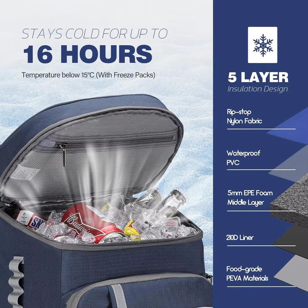 Multifunctional Leakproof Picnic Insulated Backpack Lunch Beer Wine Cooler Bag for Travel Camping Hiking - product detail