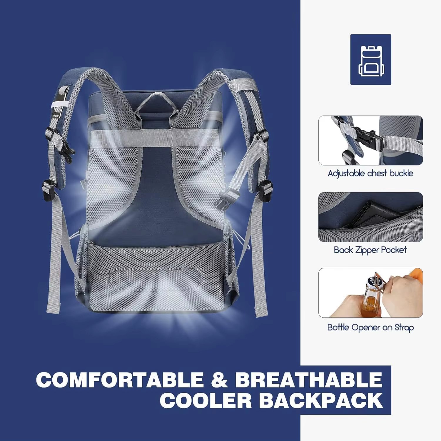 Multifunctional Leakproof Picnic Insulated Backpack Lunch Beer Wine Cooler Bag for Travel Camping Hiking - product detail