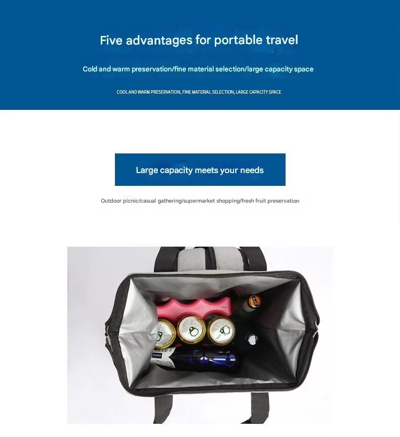 In Stock Round Insulated Lunch Cooler Bag Box Large Capacity Simple Cylinder Shape Bento Outdoor Camping Picnic - product detail