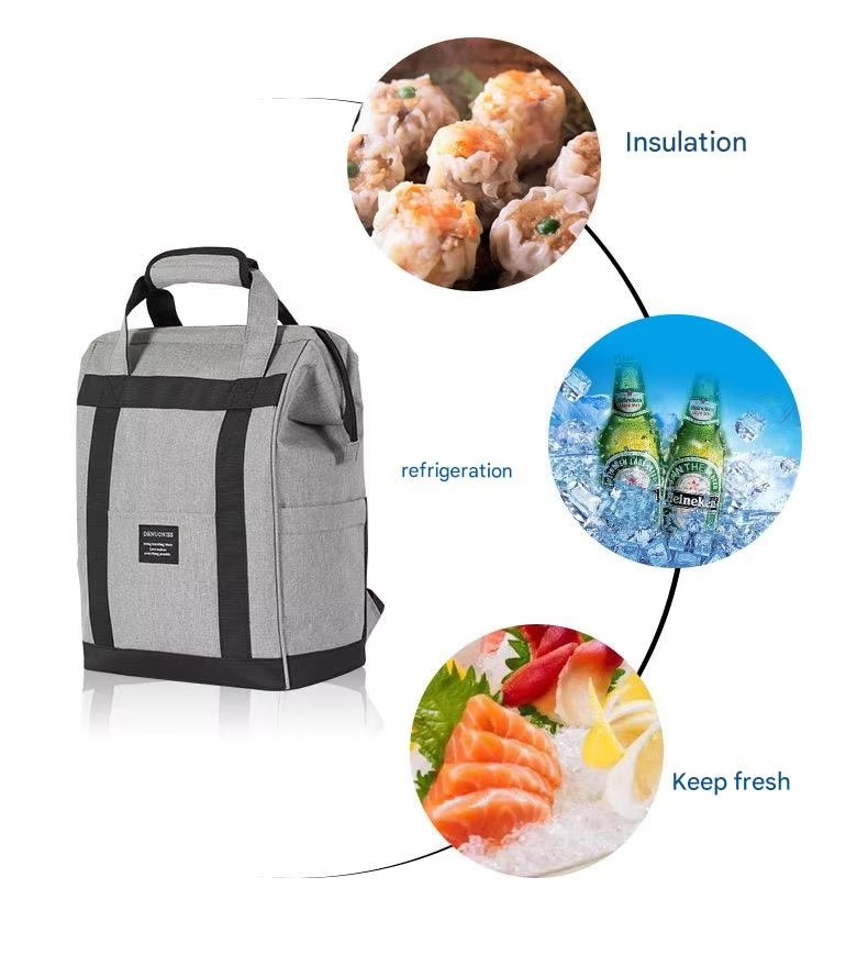 In Stock Round Insulated Lunch Cooler Bag Box Large Capacity Simple Cylinder Shape Bento Outdoor Camping Picnic - product detail