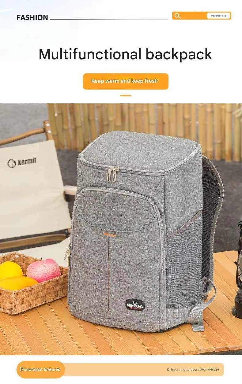 Large Capacity Double-Deck Insulated Food Delivery Bag Cooler Backpack Warmer for Pizza Food Delivery - product detail