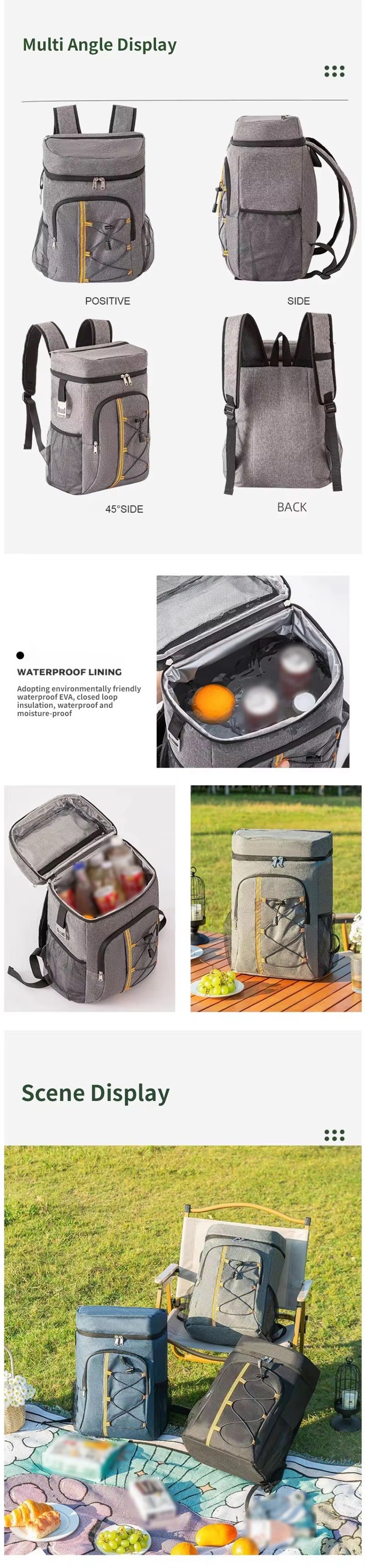 Large Capacity Waterproof Insulated Cooler Backpack Picnics Hiking Camping Portable Storage Bag Aluminum Foil Thermal Ice Bag product detail
