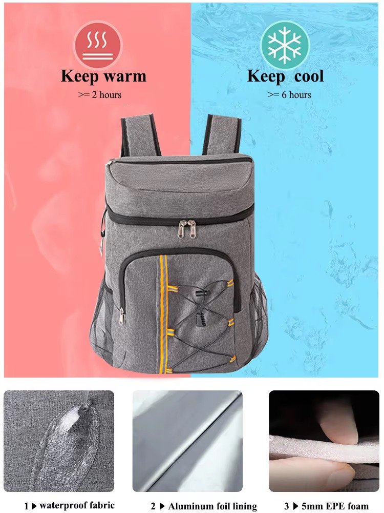 Large Capacity Waterproof Insulated Cooler Backpack Picnics Hiking Camping Portable Storage Bag Aluminum Foil Thermal Ice Bag product detail