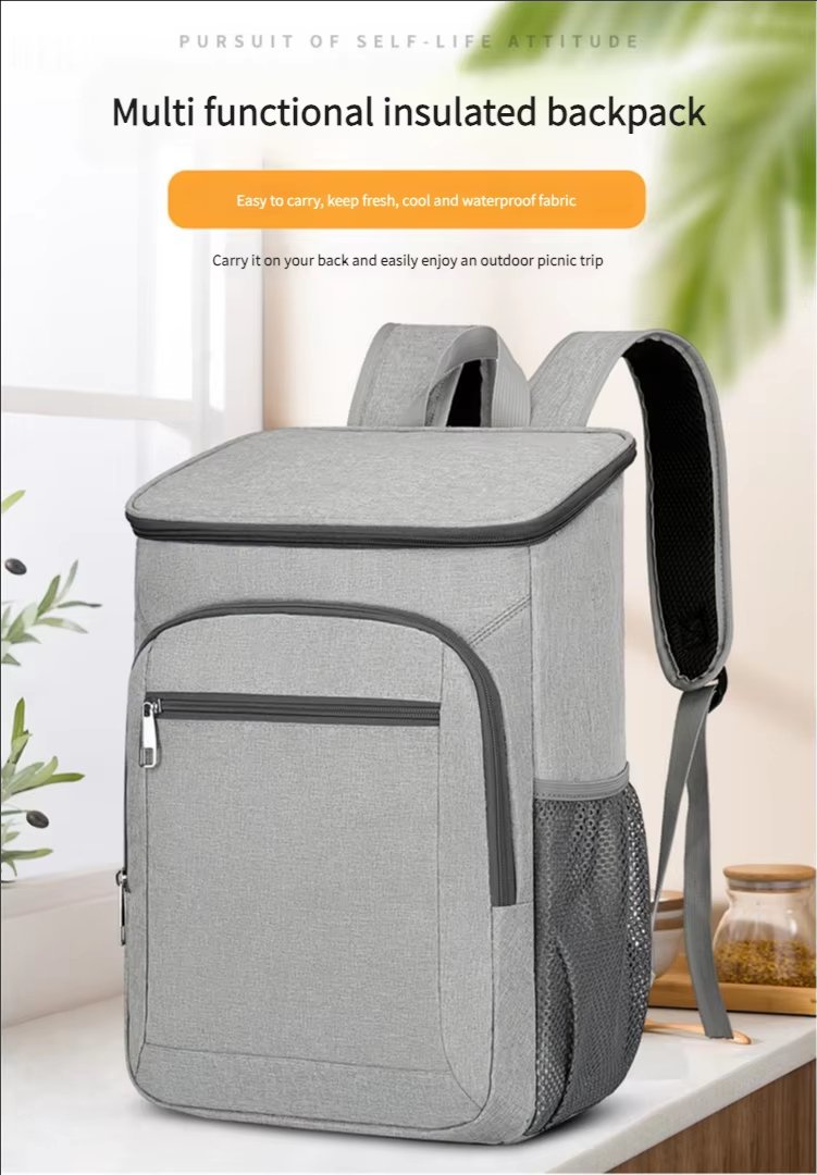 Custom Polyester Cooler Bag Thermal Lunch Backpack Reusable Leaproof Insulated School Picnic for Food Delivery Wine Packing - product detail
