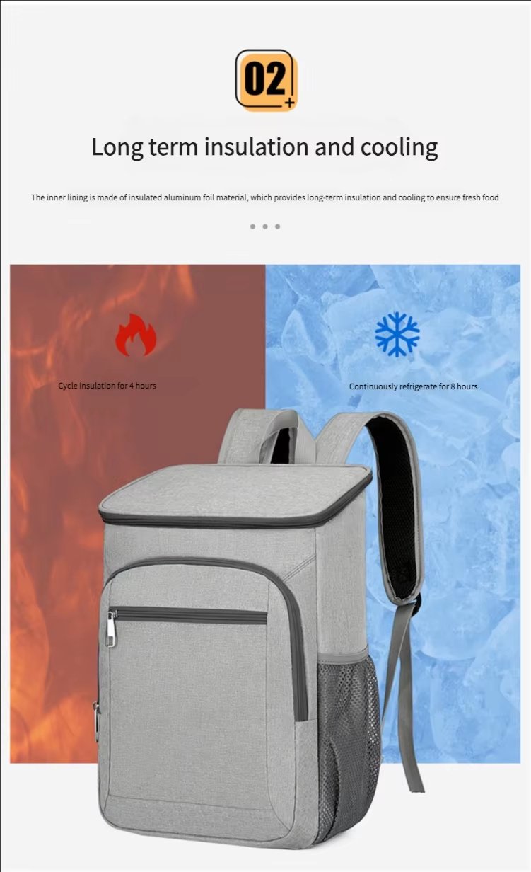 Custom Polyester Cooler Bag Thermal Lunch Backpack Reusable Leaproof Insulated School Picnic for Food Delivery Wine Packing - product detail