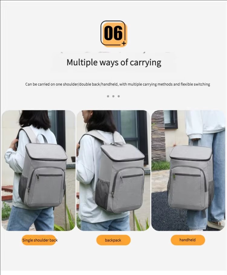 Custom Polyester Cooler Bag Thermal Lunch Backpack Reusable Leaproof Insulated School Picnic for Food Delivery Wine Packing - product detail