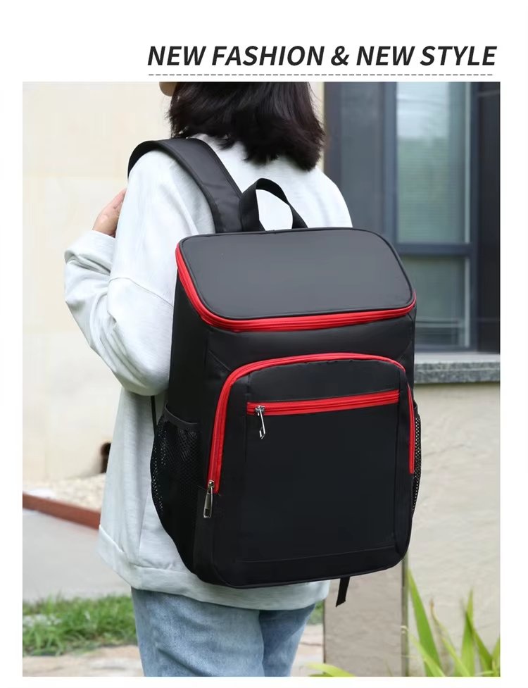 Custom Polyester Cooler Bag Thermal Lunch Backpack Reusable Leaproof Insulated School Picnic for Food Delivery Wine Packing - product detail