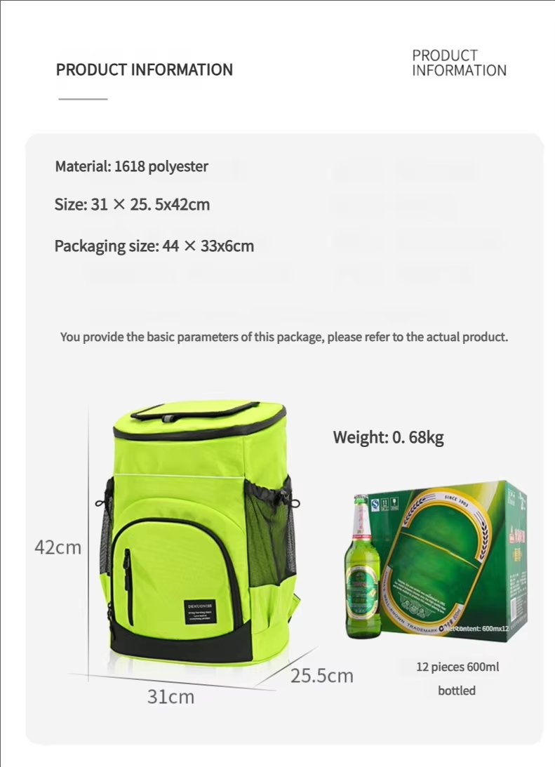 Foldable Large Capacity Leakproof Insulated Thermal Cooler Bag Reusable Picnic Lunch Box Bags with Adjustable Shoulder Strap - product detail