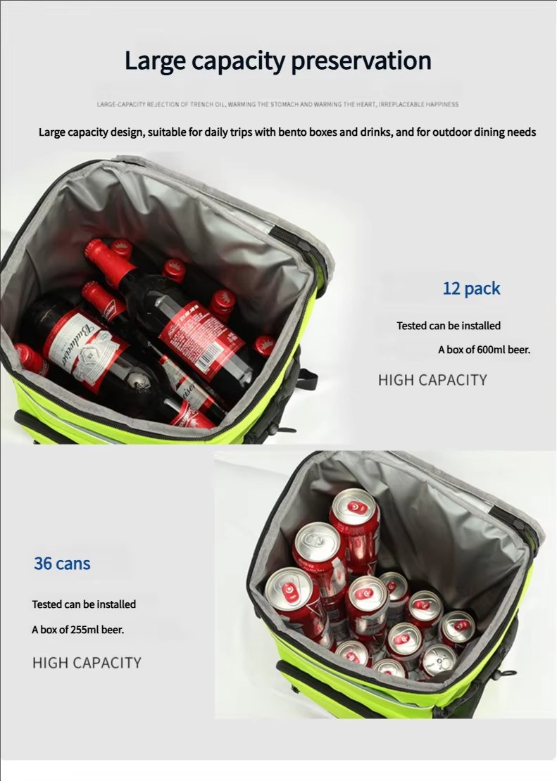 Foldable Large Capacity Leakproof Insulated Thermal Cooler Bag Reusable Picnic Lunch Box Bags with Adjustable Shoulder Strap - product detail