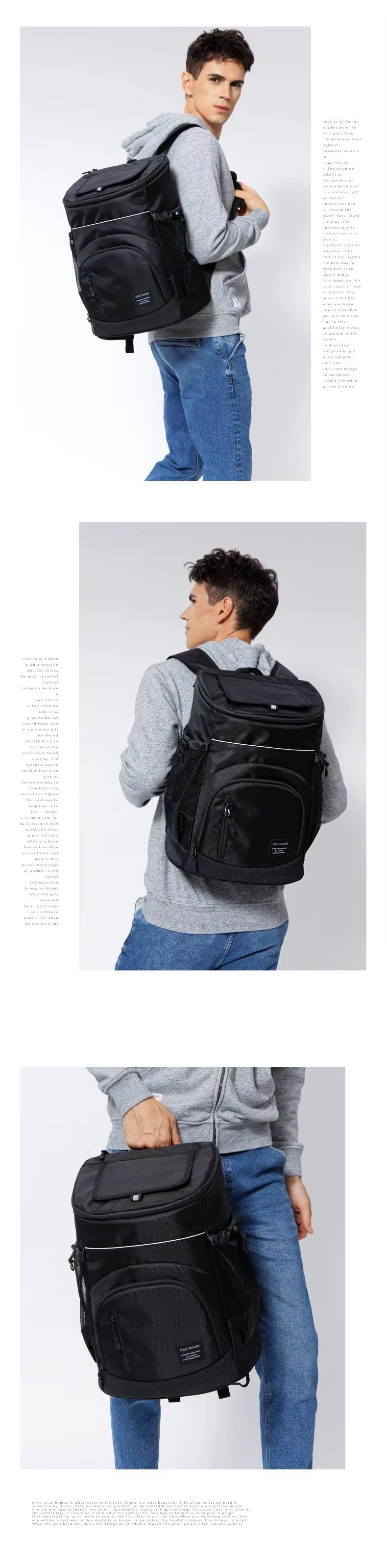 Foldable Large Capacity Leakproof Insulated Thermal Cooler Bag Reusable Picnic Lunch Box Bags with Adjustable Shoulder Strap - product detail