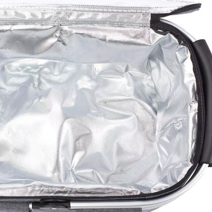 open interior showing reflective aluminum foil insulation lining