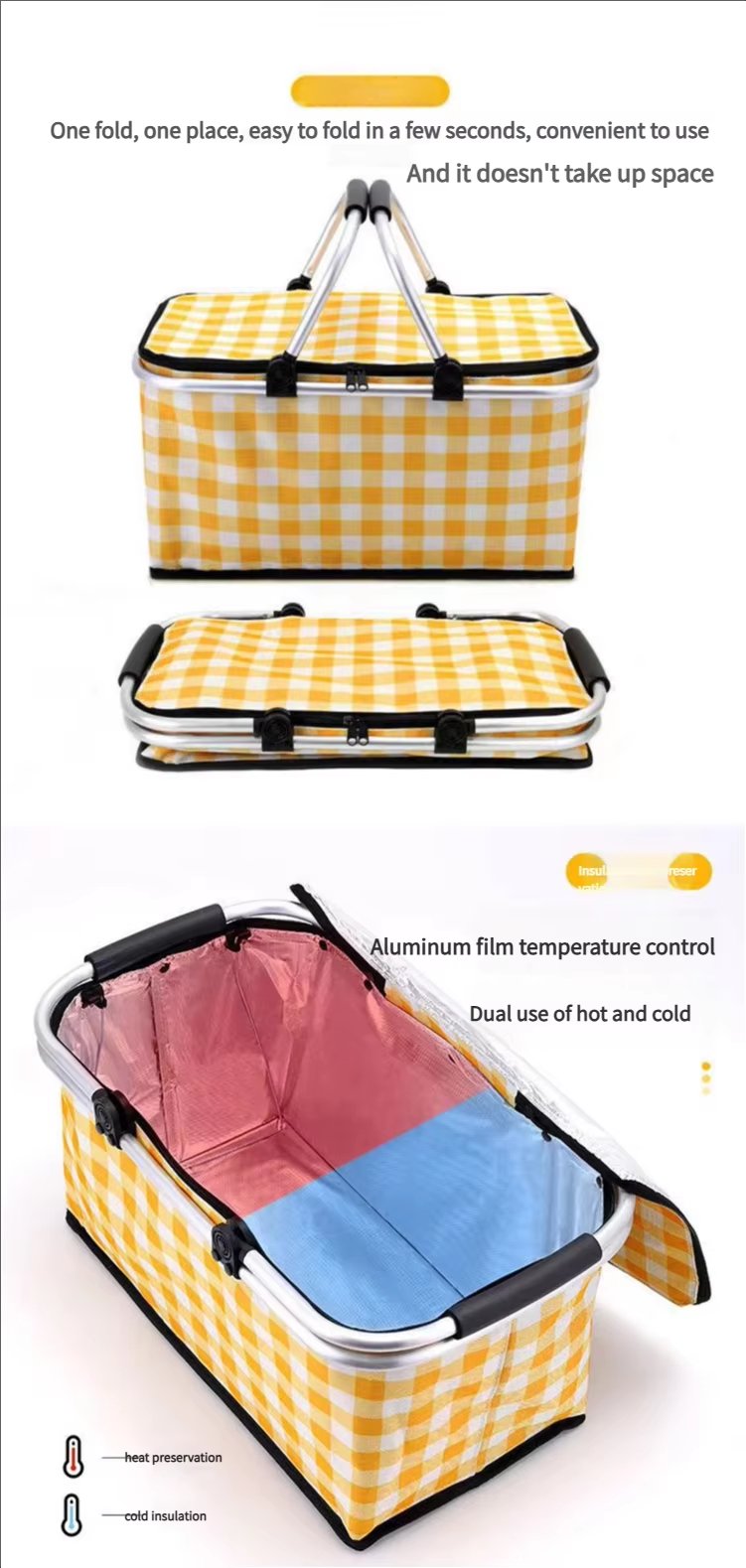 Quality 3-Layer Thick Cooler Bag with Shoulder Strap Oxford Material Insulated Picnic Lunch Box - product detail