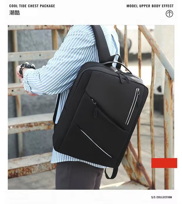 Water-Resistant USB Vintage Modern Business Nylon Laptop Backpack product detail