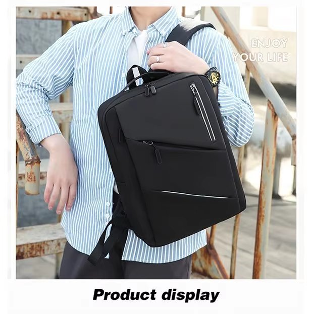 Water-Resistant USB Vintage Modern Business Nylon Laptop Backpack product detail